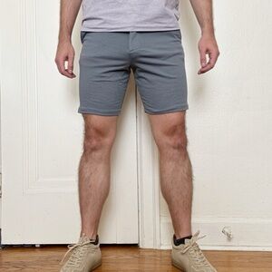 Swet Tailor Men’s 7” Everyday Chino Short French Gray Size 28 New Slim Stretch